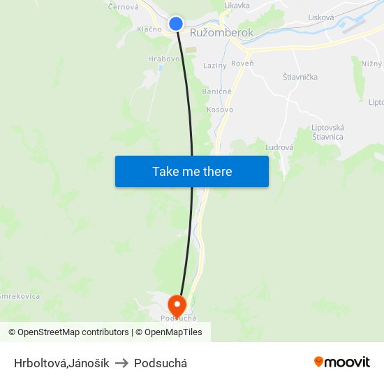 Hrboltová,Jánošík to Podsuchá map