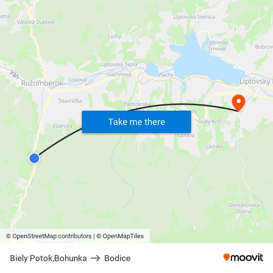 Biely Potok,Bohunka to Bodice map