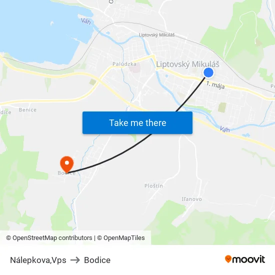 Nálepkova,Vps to Bodice map