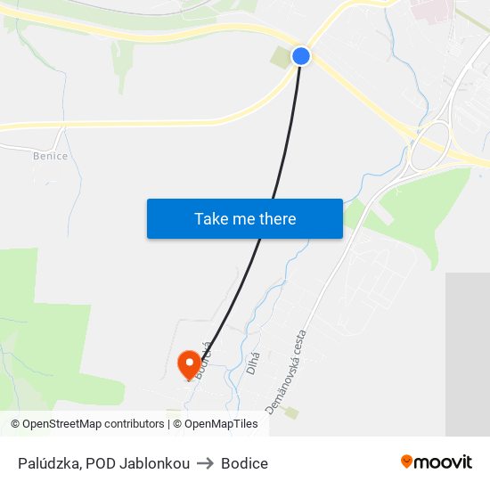 Palúdzka, POD Jablonkou to Bodice map