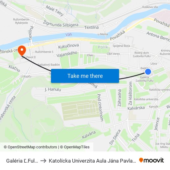 Galéria Ľ.Fullu to Katolícka Univerzita Aula Jána Pavla Ii. map