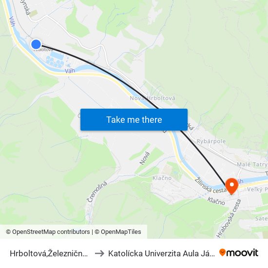 Hrboltová,Železničná Stanica to Katolícka Univerzita Aula Jána Pavla Ii. map