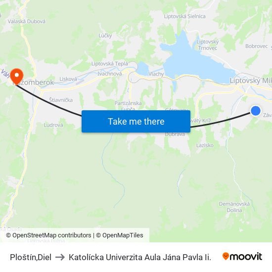 Ploštín,Diel to Katolícka Univerzita Aula Jána Pavla Ii. map