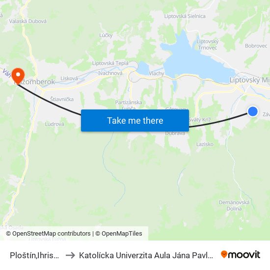 Ploštín,Ihrisko to Katolícka Univerzita Aula Jána Pavla Ii. map