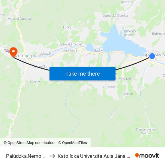 Palúdzka,Nemocnica to Katolícka Univerzita Aula Jána Pavla Ii. map