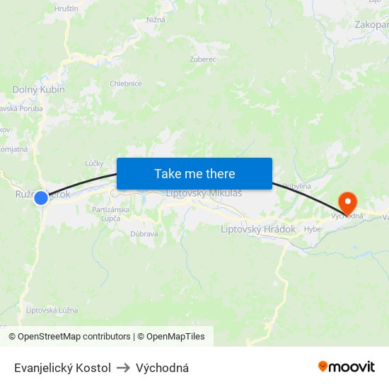 Evanjelický Kostol to Východná map