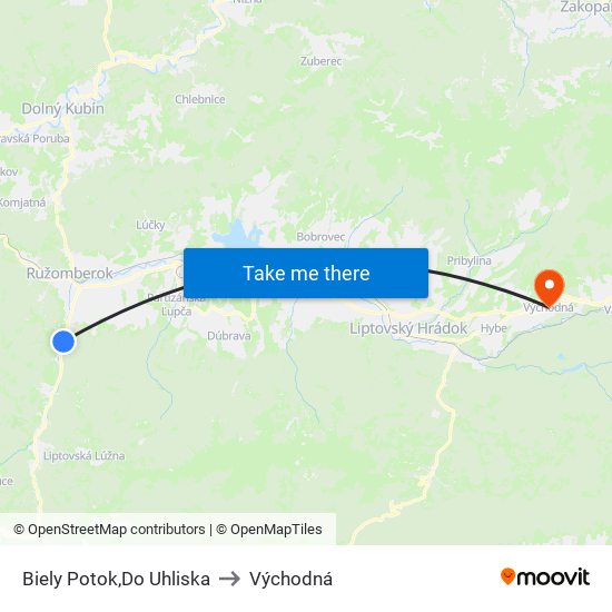 Biely Potok,Do Uhliska to Východná map