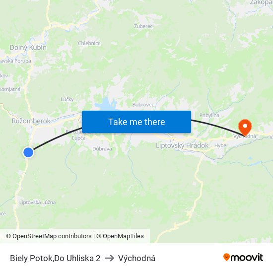 Biely Potok,Do Uhliska 2 to Východná map