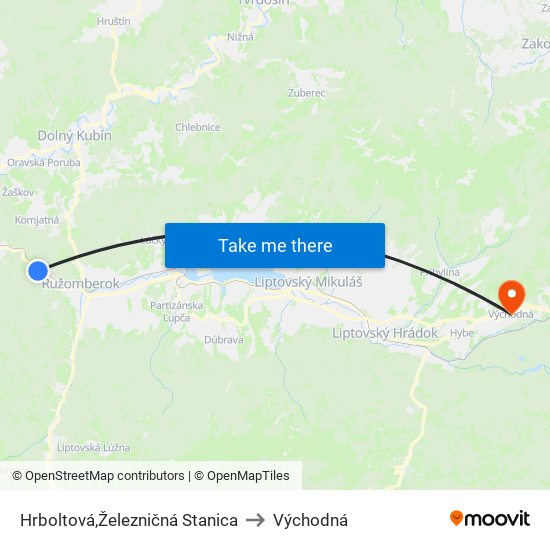 Hrboltová,Železničná Stanica to Východná map