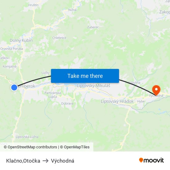 Klačno,Otočka to Východná map