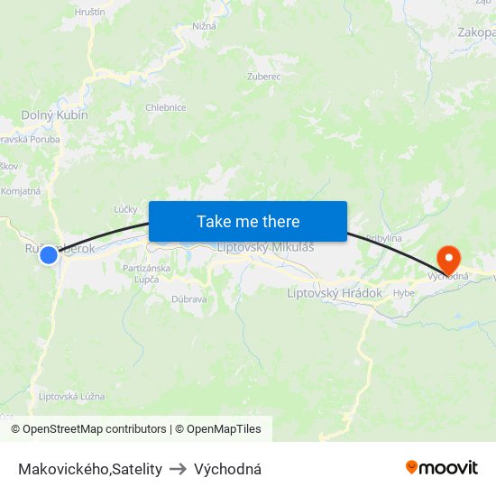 Makovického,Satelity to Východná map