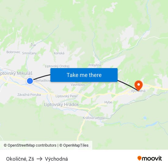 Okoličné, Zš to Východná map