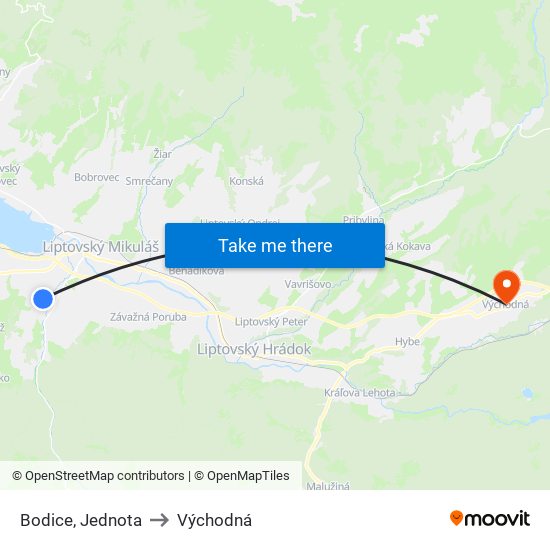 Bodice, Jednota to Východná map