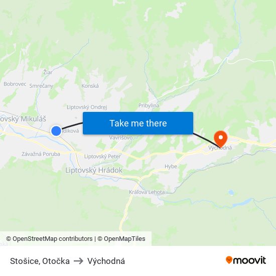 Stošice, Otočka to Východná map