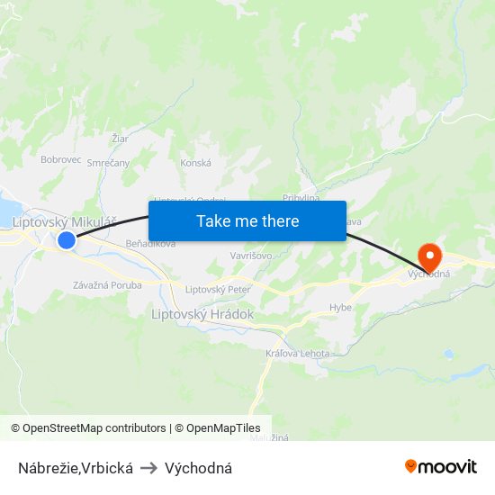 Nábrežie,Vrbická to Východná map