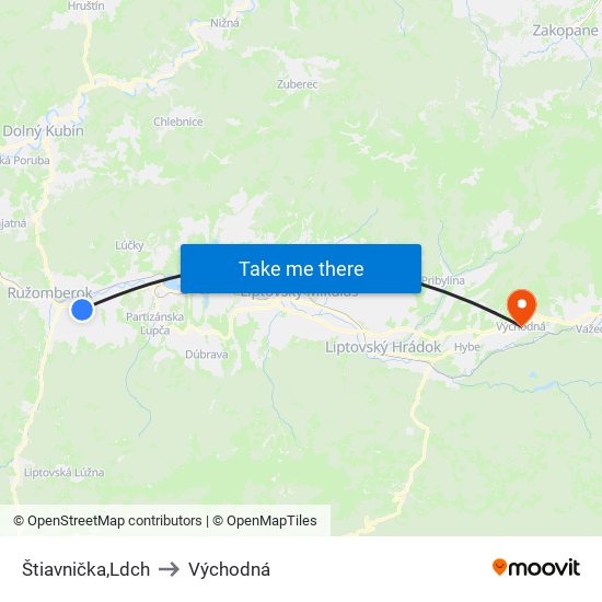 Štiavnička,Ldch to Východná map