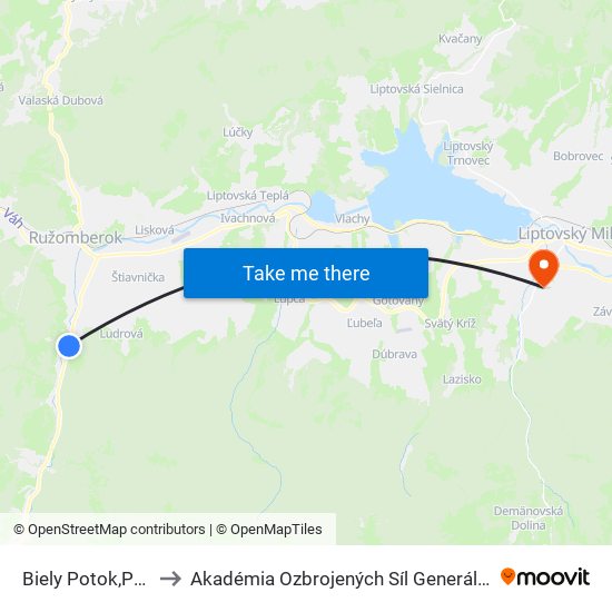 Biely Potok,Pri Moste to Akadémia Ozbrojených Síl Generála M.R. Štefánika map