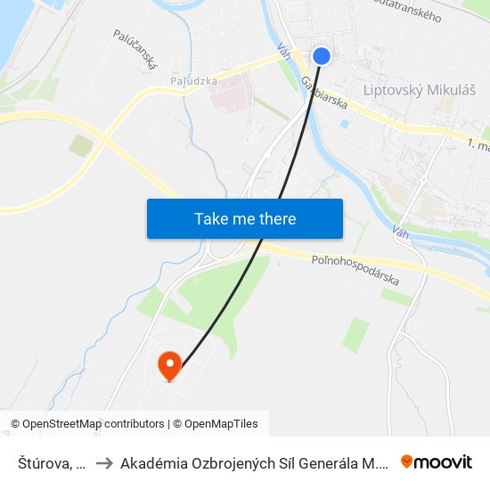 Štúrova, Msú to Akadémia Ozbrojených Síl Generála M.R. Štefánika map