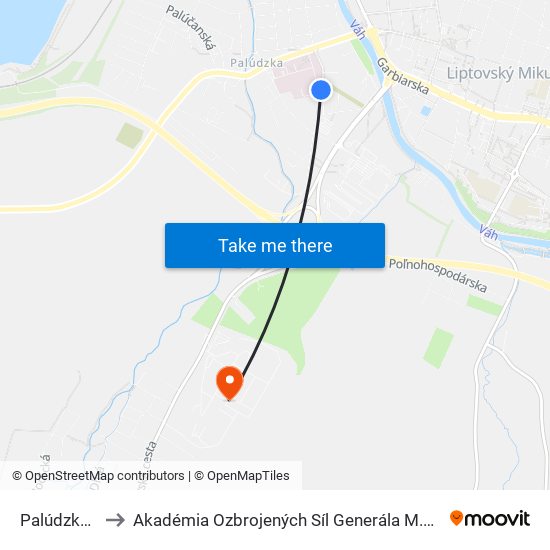 Palúdzka, Zš to Akadémia Ozbrojených Síl Generála M.R. Štefánika map