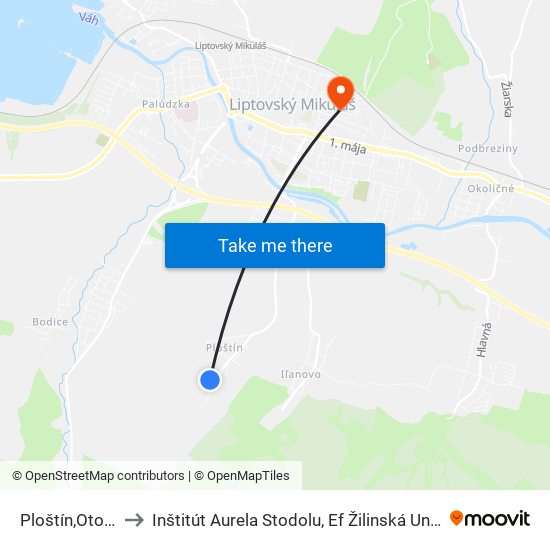 Ploštín,Otočka to Inštitút Aurela Stodolu, Ef Žilinská Univerzita map