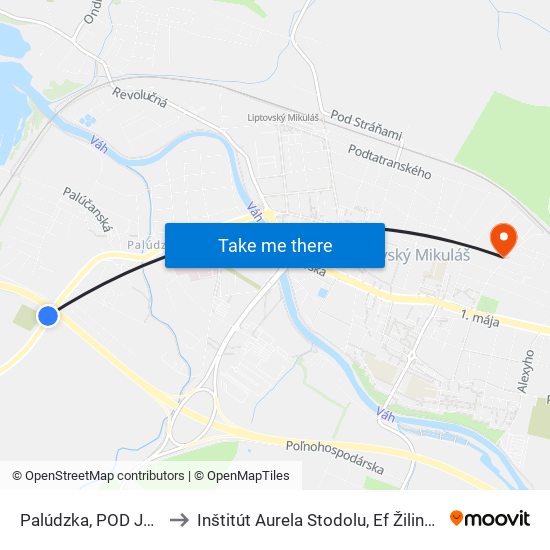 Palúdzka, POD Jablonkou to Inštitút Aurela Stodolu, Ef Žilinská Univerzita map