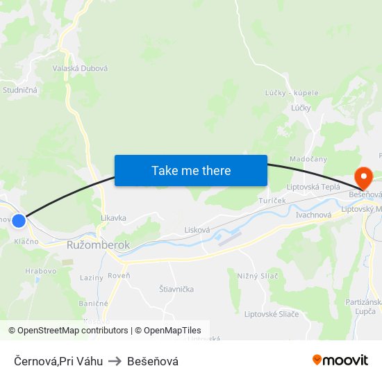 Černová,Pri Váhu to Bešeňová map