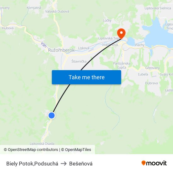 Biely Potok,Podsuchá to Bešeňová map