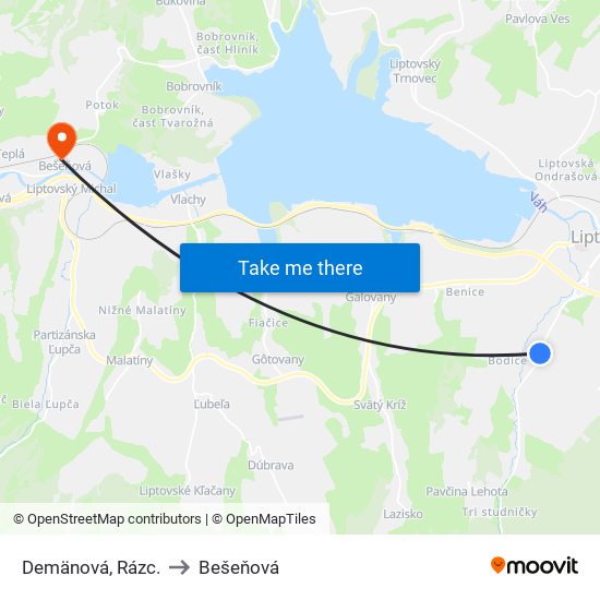 Demänová, Rázc. to Bešeňová map