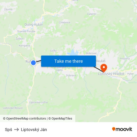 Spš to Liptovský Ján map