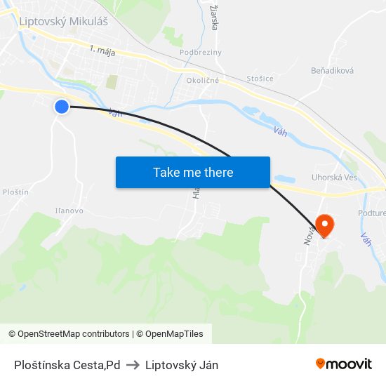 Ploštínska Cesta,Pd to Liptovský Ján map