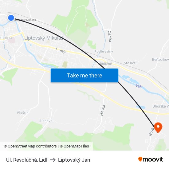 Ul. Revolučná, Lidl to Liptovský Ján map