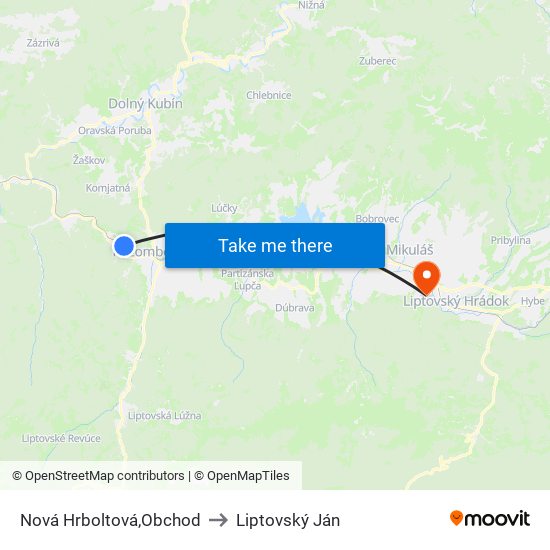 Nová Hrboltová,Obchod to Liptovský Ján map