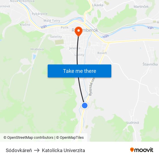 Sódovkáreň to Katolícka Univerzita map