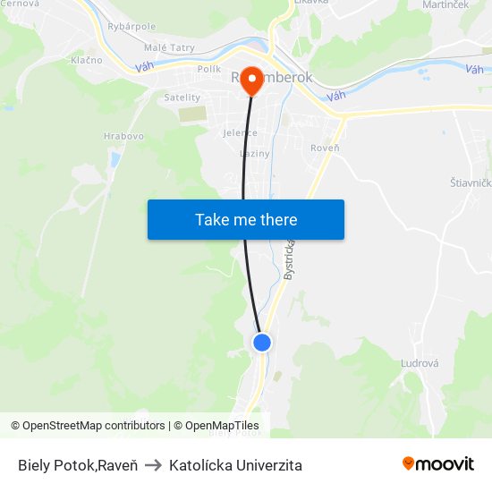 Biely Potok,Raveň to Katolícka Univerzita map