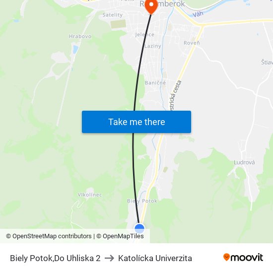 Biely Potok,Do Uhliska 2 to Katolícka Univerzita map