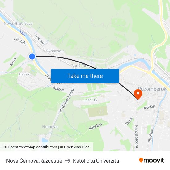 Nová Černová,Rázcestie to Katolícka Univerzita map