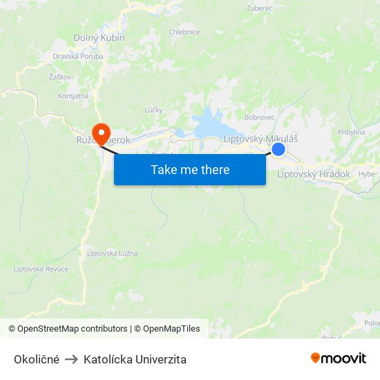 Okoličné to Katolícka Univerzita map