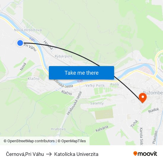 Černová,Pri Váhu to Katolícka Univerzita map