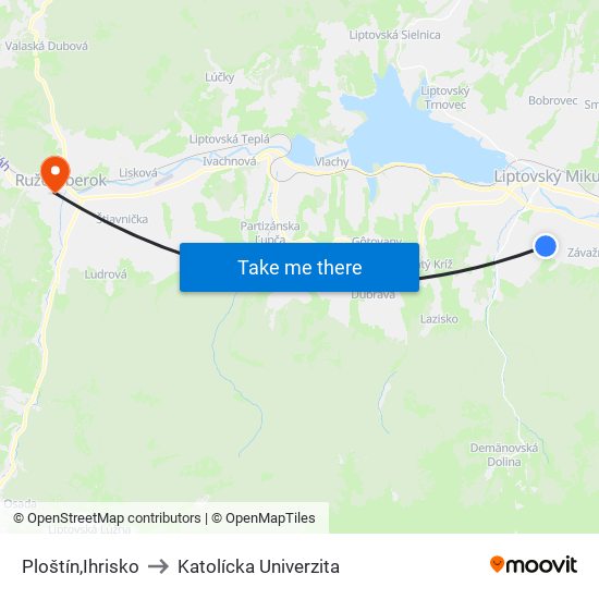 Ploštín,Ihrisko to Katolícka Univerzita map