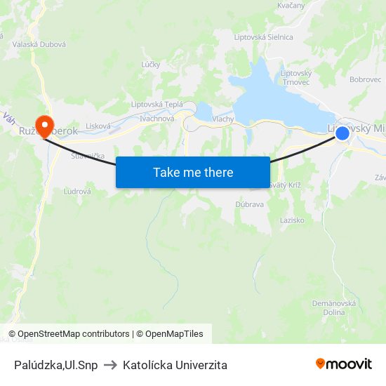 Palúdzka,Ul.Snp to Katolícka Univerzita map