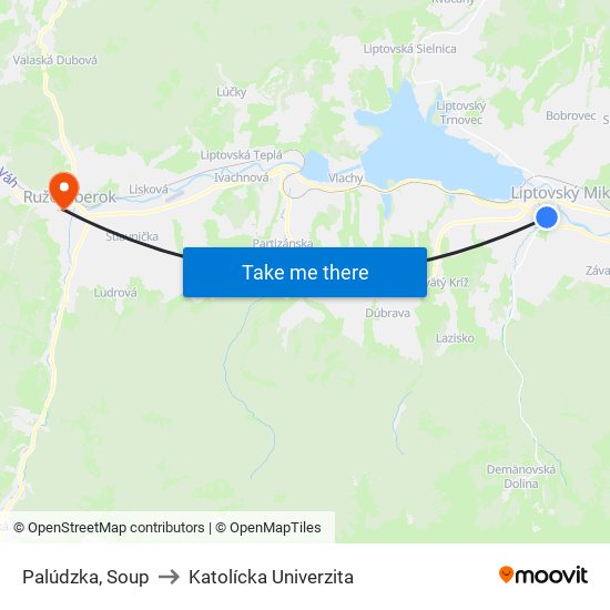 Palúdzka, Soup to Katolícka Univerzita map