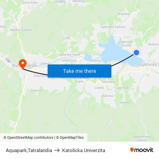 Aquapark,Tatralandia to Katolícka Univerzita map