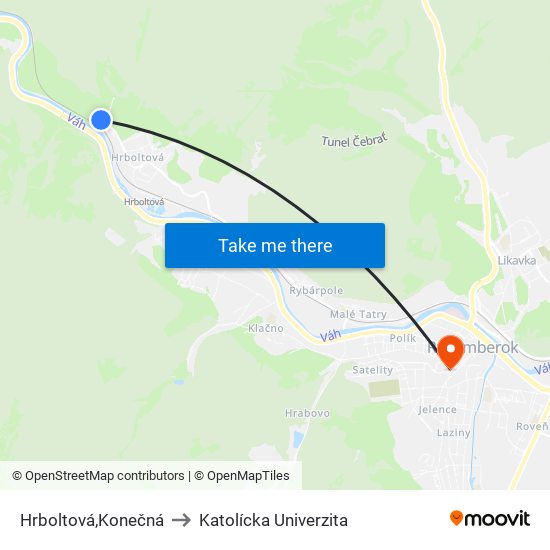 Hrboltová,Konečná to Katolícka Univerzita map