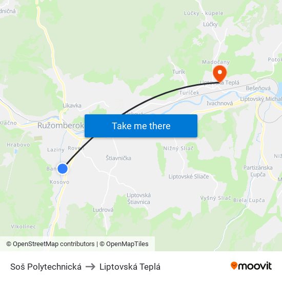 Soš Polytechnická to Liptovská Teplá map