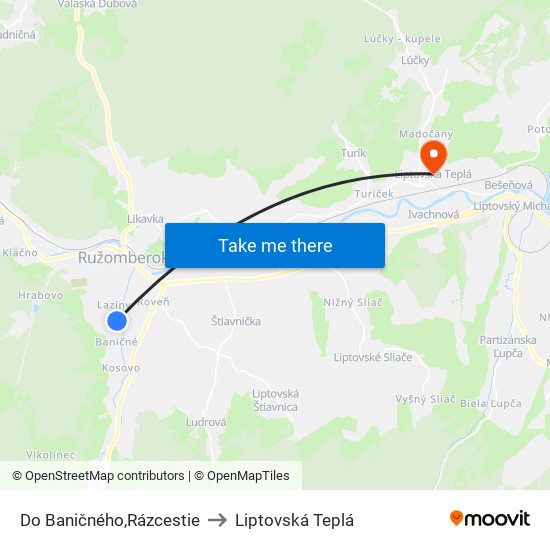 Do Baničného,Rázcestie to Liptovská Teplá map