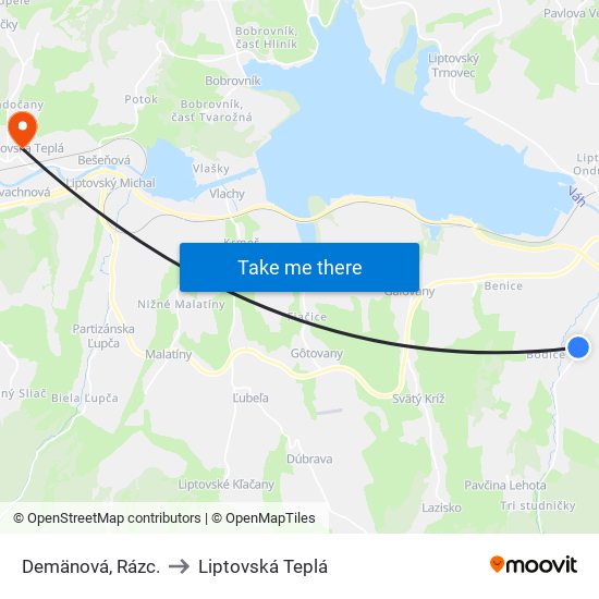 Demänová, Rázc. to Liptovská Teplá map