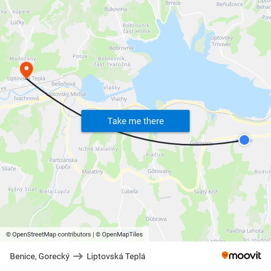Benice, Gorecký to Liptovská Teplá map