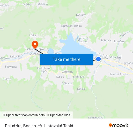 Palúdzka, Bocian to Liptovská Teplá map