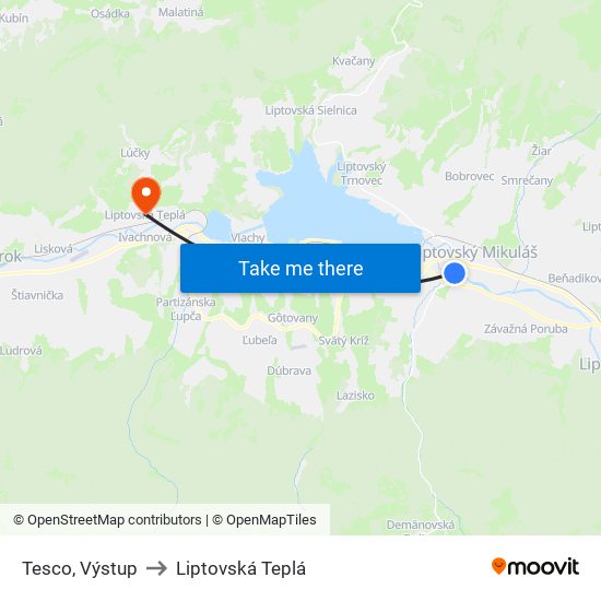 Tesco, Výstup to Liptovská Teplá map