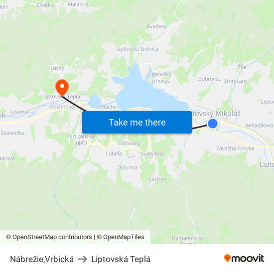 Nábrežie,Vrbická to Liptovská Teplá map